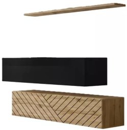 ASM Meble Meblościanka SWITCH LAMEL SB2 dąb wotan/czarna ASM Meble