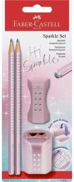 Faber-Castell Ołówek 2szt+gumka+temperówka Sparkle Cosmic róż