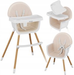FUN BABY Krzesełko Do Karmienia Dzieci Regulowane Tulano Morsel Beige 2W1