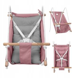 Kangoo Huśtawka Leżaczek Kołyska Do Domu Ogrodu Tulano Hop 40 Pink-Grey 3W1