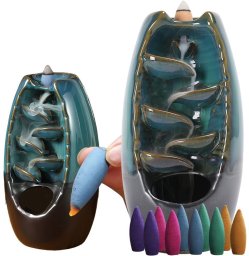 Verk Kominek zapachowy ceramiczny wodospad kadzidło aromaterapia + 10 knotów