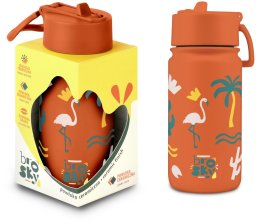 U-grow Brosky Kids Ceglana butelka na wodę dla dzieci z flamingami 450ml