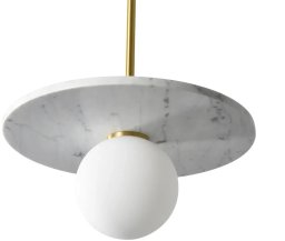 Lampa wisząca Mdeco Modernistyczna lampa wisząca Bilo PL0136-WH Yaskr marmur kula biała mosiądz