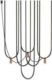 Lampa wisząca Shilo Wisząca lampa loftowa UDIN 9784 Dohar potrójna czarna platynowa