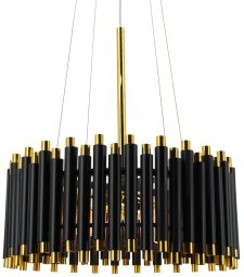 Lampa wisząca Elem Nowoczesna lampa wisząca NARNI 6235/4 BL TR Elem czarny okrąg złoty