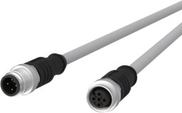 Triton Kabel czujnika/siłownika METZ CONNECT M12, kod A, M12 męski prosty - M12 żeński prosty, szary, 1 m