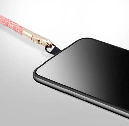 ForCell Smycz do telefonu na nadgarstek z regulacją długości Forcell F-Design L8X36 (max 18cm w pętli) różowo biała