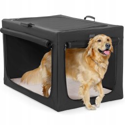 Songmics Petsfit Klatka podróżna dla psów XL drzwi z siatki 100x64x63cm czarny