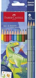 Faber-Castell Kredki sześciokatne Dinozaur 10+3kol + naklejki