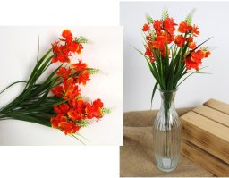 Gigabyte bukiet 2szt  sztuczny ŁUBIN z trawą 34 cm 5 łodyg POMARAŃCZOWY MZ-084D