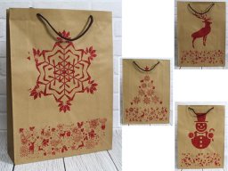 JU-PITER torebka prezentowa świąteczna z BROKATEM 44x32,5x10cm 12szt. | XP2-19034