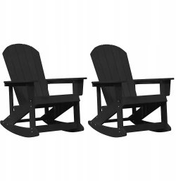 vidaXL Fotele bujane Adirondack 2 pcs Czarny HDPE (3335836 VidaXL)