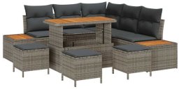 vidaXL Zestaw sof na ogród z poduszką 8 pcs Szary Polirattan Lumarko! (3364858 VidaXL)