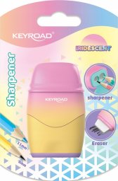 Keyroad Temperówka plastikowa KEYROAD, z gumką, opalizująca, podwójna, blister, mix kolorów