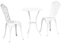 vidaXL Zestaw Bistro Ogrodowego 3 pcs Biały Aluminium Lumarko!