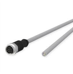Triton Kabel czujnika/siłownika METZ CONNECT M12, kod A, męski prosty kabel M12 - otwarty koniec, szary, 2 m