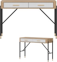 BogFran Toaletka z szufladami Biurko Stolik 120 cm Dąb Biały Złoty DANTE DT19