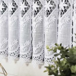 Markizeta Zazdrostka  015590 - gipiura + materiał z haftem 60cm BIAŁA