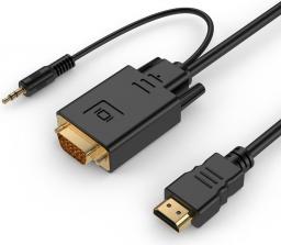 Kabel Gembird HDMI - D-Sub (VGA) + Jack 3.5mm 1.8m czarny (A-HDMI-VGA-03-6)