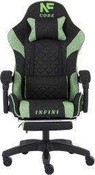 Infini Fotel Gamingowy z podnóżkiem INFINI Core Green z tkaniny