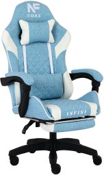 Infini Fotel Gamingowy z podnóżkiem INFINI Core tkanina Light Blue