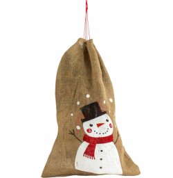 Christmas decoration WOREK NA PREZENTY JUTOWY 70X50CM BAŁWAN