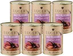 Lugers Karma mokra dla kota Luger's Daily Pleasures z wołowiną i krewetkami zestaw 6 x 400 g