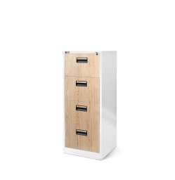 Jan Nowak Metalowa szafa kartotekowa SARA V4, 460 x 1320 x 620 mm, Eco Design* : biała/ dąb sonoma