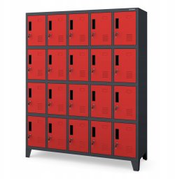 Jan Nowak Metalowa szafa socjalna BHP skrytkowa ROBERT 1360 x 1720 x 450 mm, antracytowo-czerwona