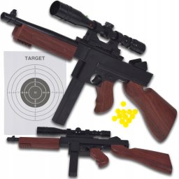 Skleplolki ZABAWKA KARABIN MASZYNOWY JAK TOMMY GUN MANUAL CELOWNIK LUNETA KULKI