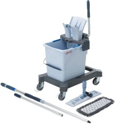 Mop Vileda Starter set, Vileda UltraSpeed Pro Ready To Go, 25 l, gray, polyester/powder-coated steel/PP/steel, 40 cm, with hand press