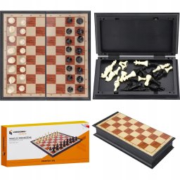 VERGIONIC Szachy magnetyczne podróżne 1818 cm w etui