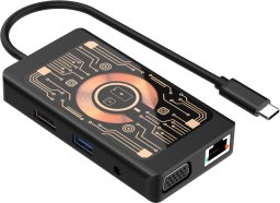 HUB USB Baseus QUALO Transparent Hub USB-C HDMI z funkcją ładowarki bezprzewodowej QTPB5-HUB-18 czarny (GSM184928)