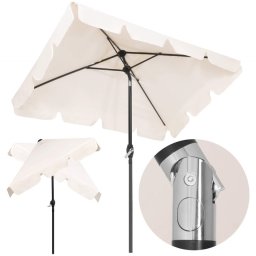 Springos Parasol ogrodowy 240 cm duży składany z korbką na balkon, taras ecru Uniwersalny