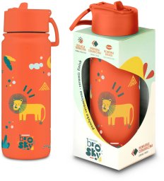 Brosky Brosky Kids Ceglasta butelka na wodę dla dzieci w motyw safari 550 ml
