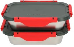 Oxo Sky Vision WFH10 pojemnik do przechowywania żywności Prostokątny 0,925 l Szary, Stal nierdzewna, Przezroczysty 2 szt.