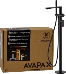 Bateria wannowa Avapax AVAPAX ABLU221321 LUNEPO Bateria wannowa wolnostojąca z zestawem natryskowym, czarny