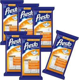 Presto Presto Ściereczki kuchenne nawilżane, 72 szt. - skuteczne czyszczenie