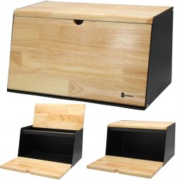 Chlebak Brunbeste Chlebak dwustronny bambusowy stal pojemnik na chleb skośny czarny BRUNBESTE BB-4258
