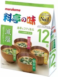 Ikkyu-san Instant Miso o zmniejszonej zawartości soli, 4 smaki wakame tofu 183g - Marukome