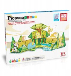 Happy Kiddo Picasso Tiles Zestaw Safari Z 8 Zwierzątkami, klocki magnetyczne (PTQ12)