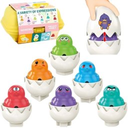 Woopie WOOPIE Układanka Sorter Montessori Dopasuj Kształty Zabawne Kurczaczki Jajka 6szt