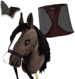 Froster HOBBY HORSE ZESTAW KOŃ GNIADY DERKA SZARY I BRĄZ NAUSZNIKI KANTAR