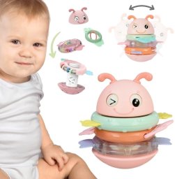 Woopie WOOPIE Baby Wańka Wstańka Zabawka Sensoryczna 2w1 Grzechotka Gryzak Różowa