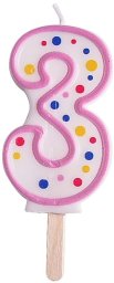 Party Deco Świeczka cyfra 3 różowa PME