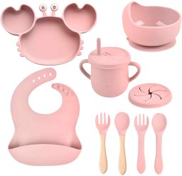 iWant ZESTAW SILIKONOWE NACZYNIA DLA DZIECI TAB-SET1-PINK