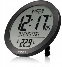 Muse KIENZLE DCF Radio-Control. Wall Clock w. Room Temp.Display black