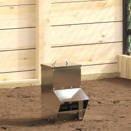 vidaXL Karmnik dla kur srebrny 20 x 25 x 35 cm Stal Galwanizowana