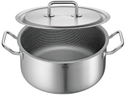 Hurtel Garnek niski z powłoką nieprzywierającą Spring Cut Resist Pure, stal nierdzewna, śred. 24 cm, 4,7 l