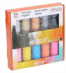 Artico Farby szkolne Zestaw farb akrylowych neonowych / metalicznych (871125249879)